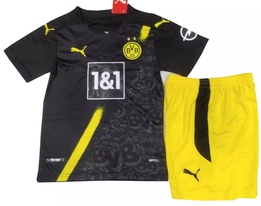 Kit infantil oficial Puma  Borussia Dortmund 2020 2021 II jogador